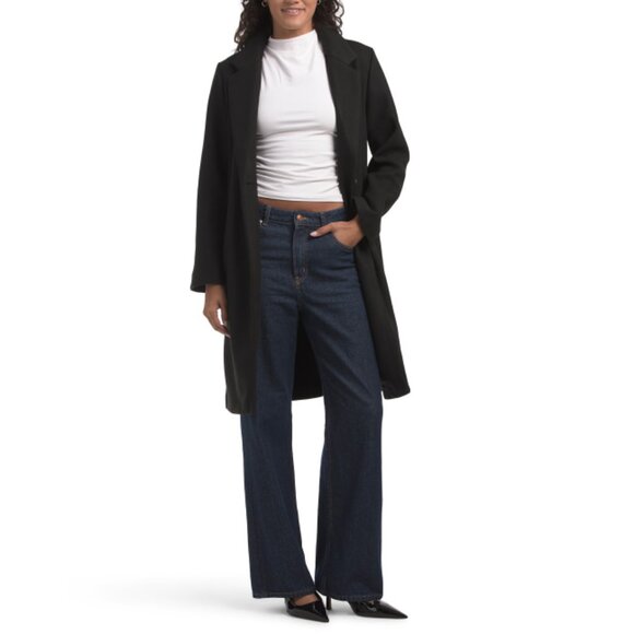 THEORY Black Wool Blend Belt Coat - Picture 1 of 2